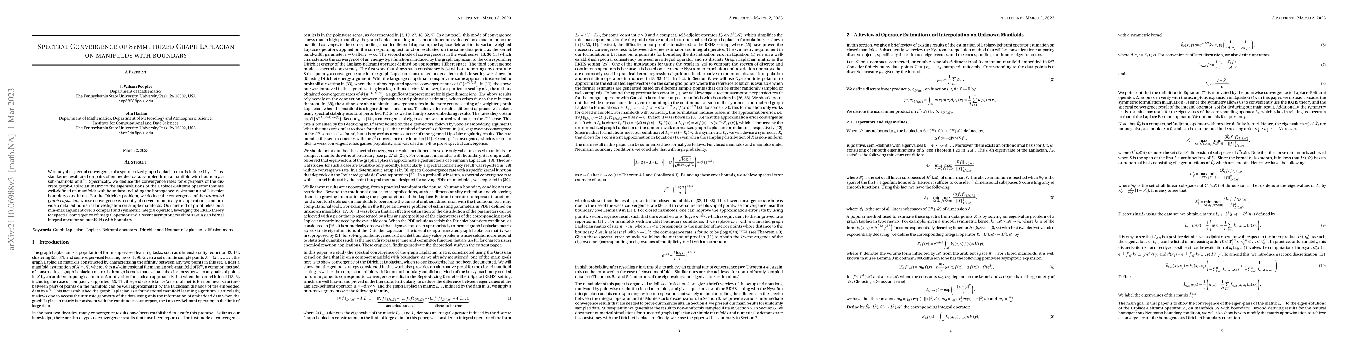 Thumbnail for Spectral Convergence of Symmetrized Graph Laplacian on manifolds with
  boundary