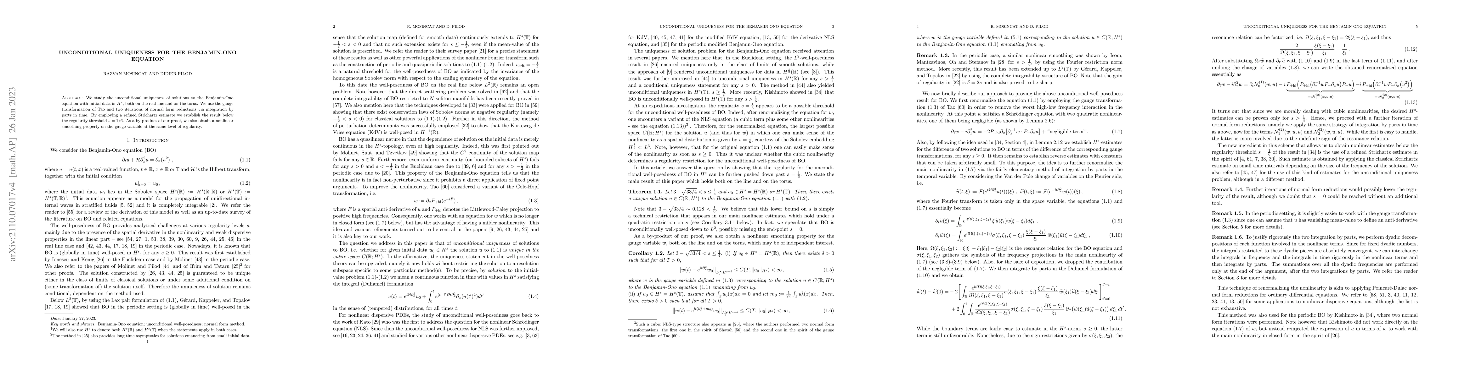 Thumbnail for Unconditional uniqueness for the Benjamin-Ono equation