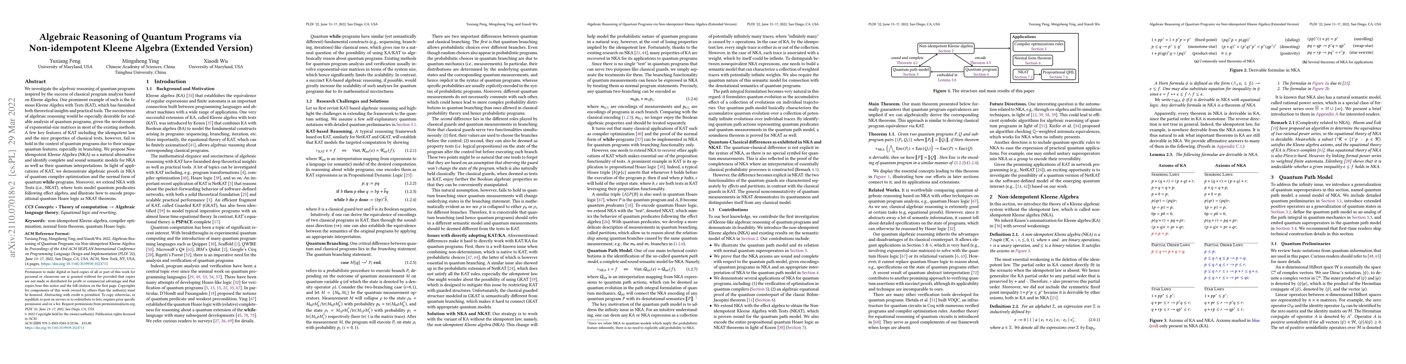 Thumbnail for Algebraic Reasoning of Quantum Programs via Non-idempotent Kleene
  Algebra