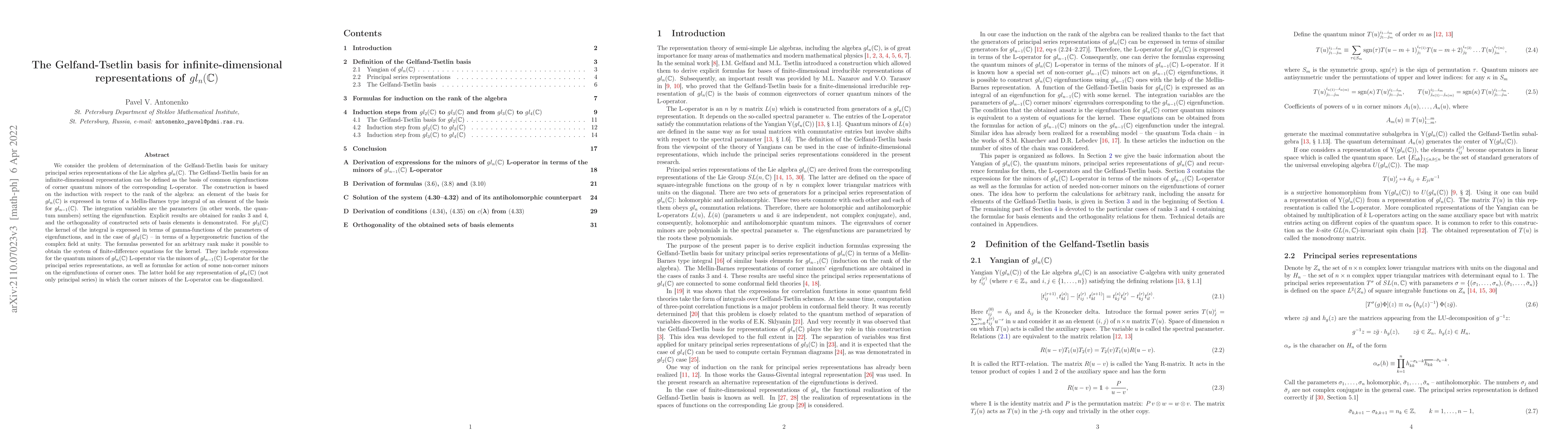 Thumbnail for The Gelfand-Tsetlin basis for infinite-dimensional representations of
  $gl_n(\mathbb{C})$