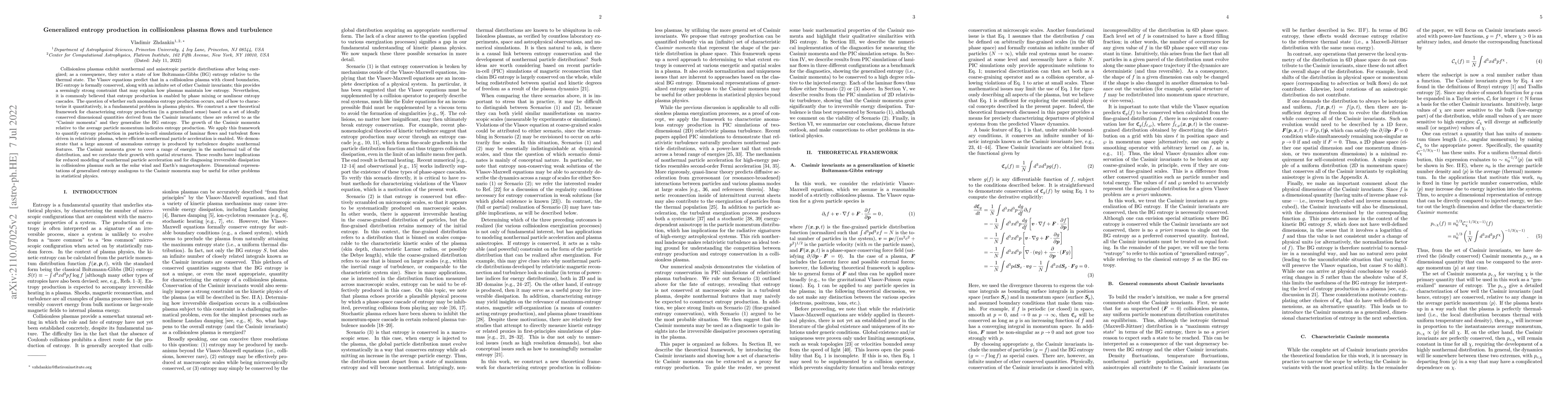 Thumbnail for Generalized entropy production in collisionless plasma flows and
  turbulence