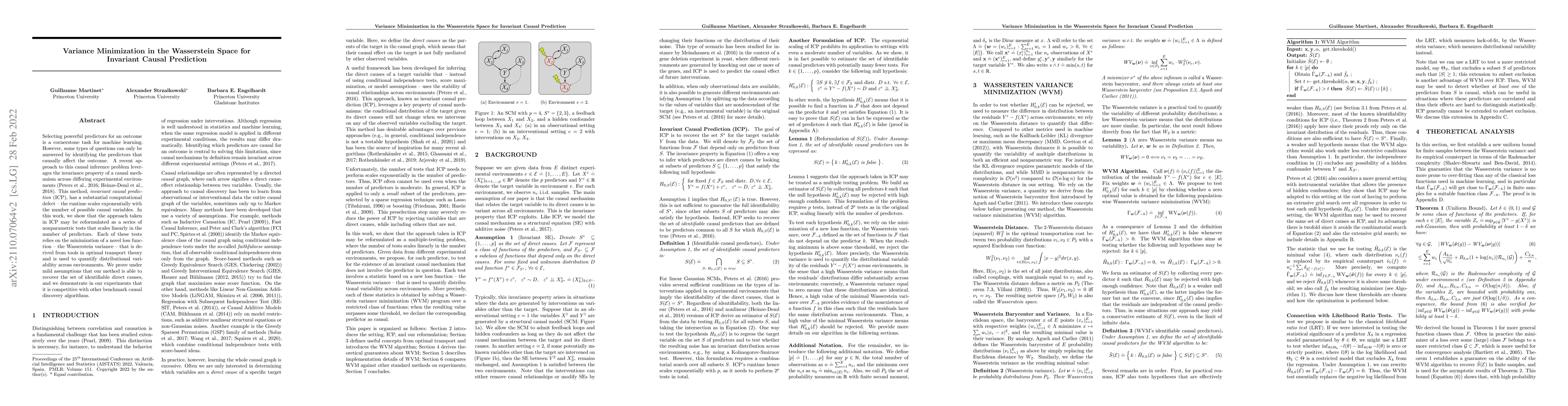 Thumbnail for Variance Minimization in the Wasserstein Space for Invariant Causal
  Prediction