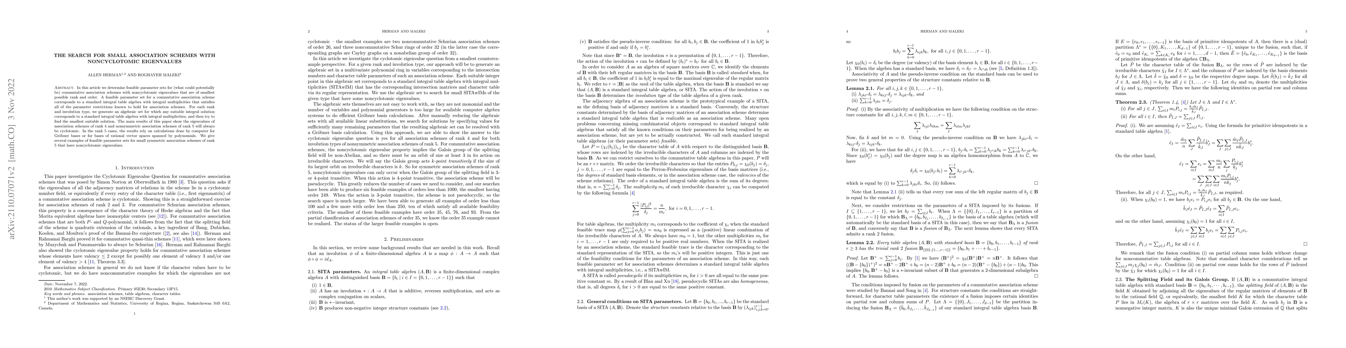 Thumbnail for The search for small association schemes with noncyclotomic eigenvalues