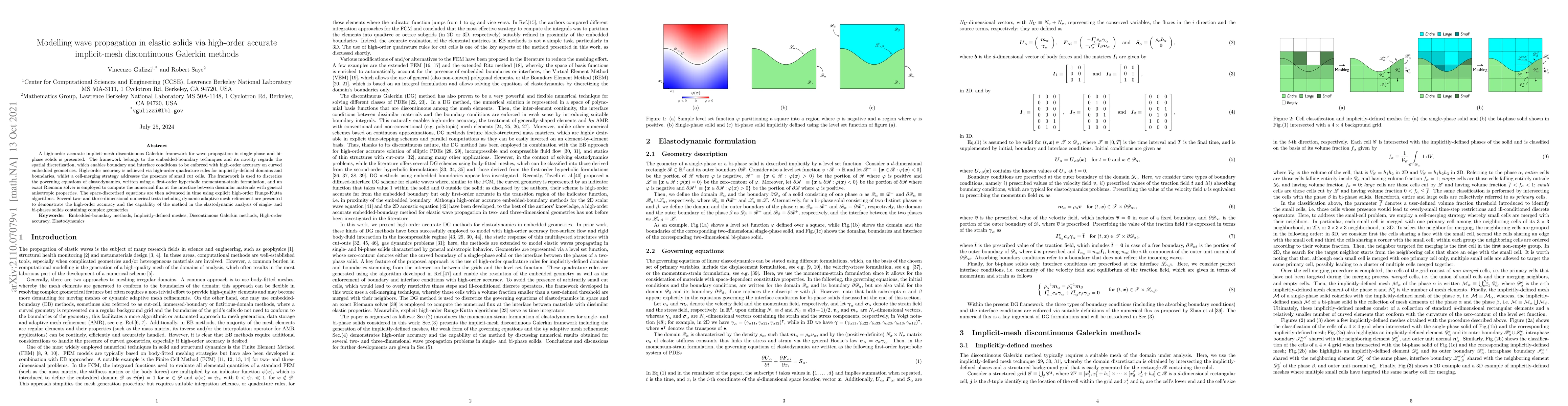 Thumbnail for Modelling wave propagation in elastic solids via high-order accurate
  implicit-mesh discontinuous Galerkin methods
