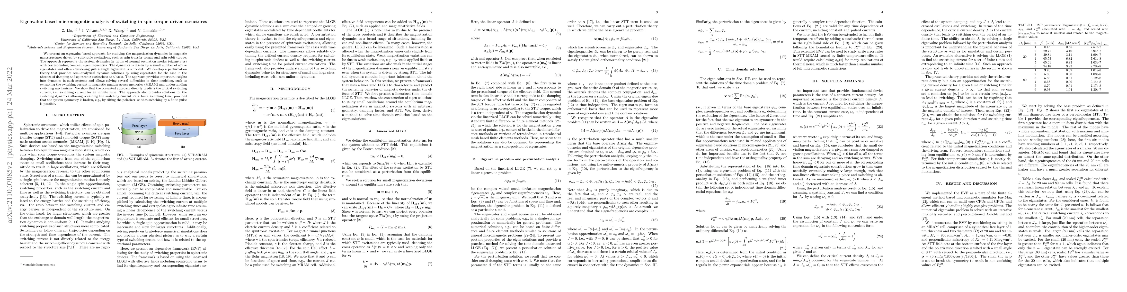 Thumbnail for Eigenvalue-based micromagnetic analysis of switching in
  spin-torque-driven structures