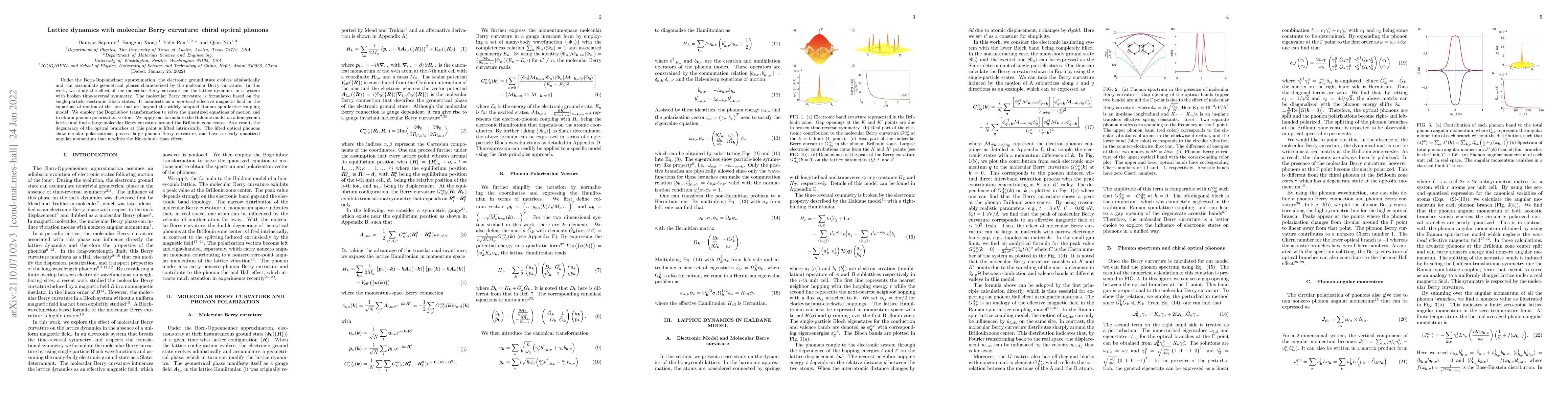 Thumbnail for Lattice dynamics with molecular Berry curvature: chiral optical phonons