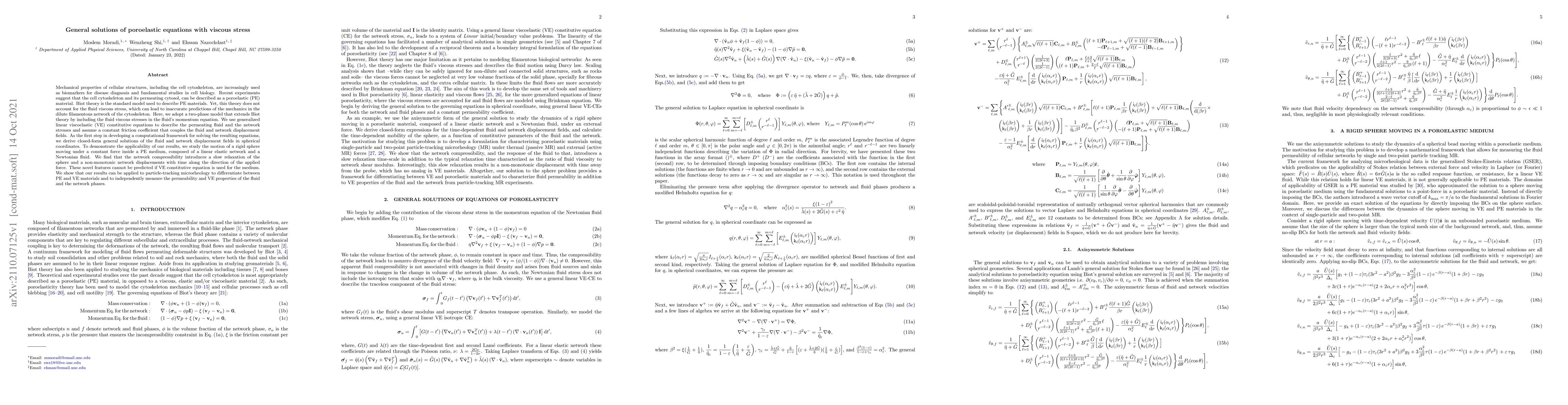 Thumbnail for General solutions of poroelastic equations with viscous stress