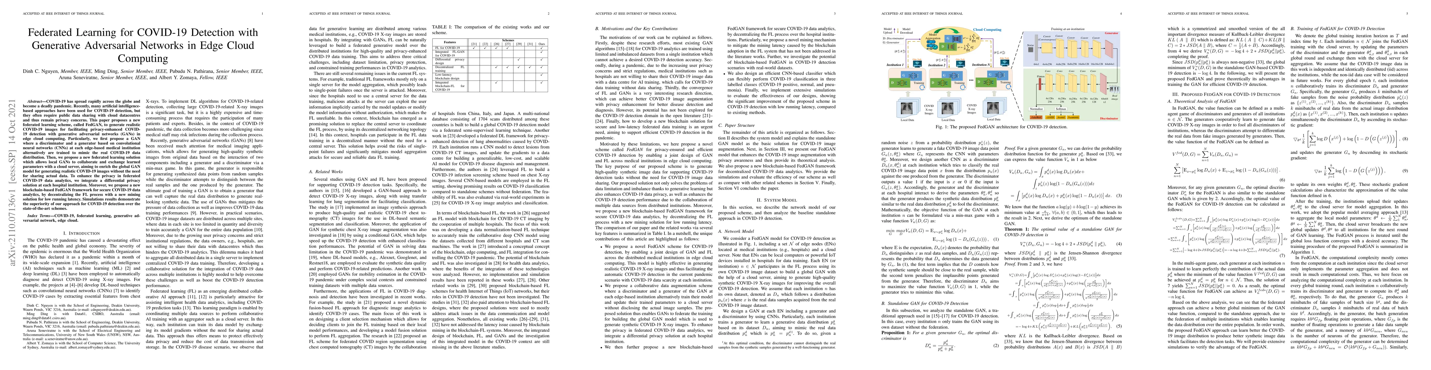Thumbnail for Federated Learning for COVID-19 Detection with Generative Adversarial
  Networks in Edge Cloud Computing