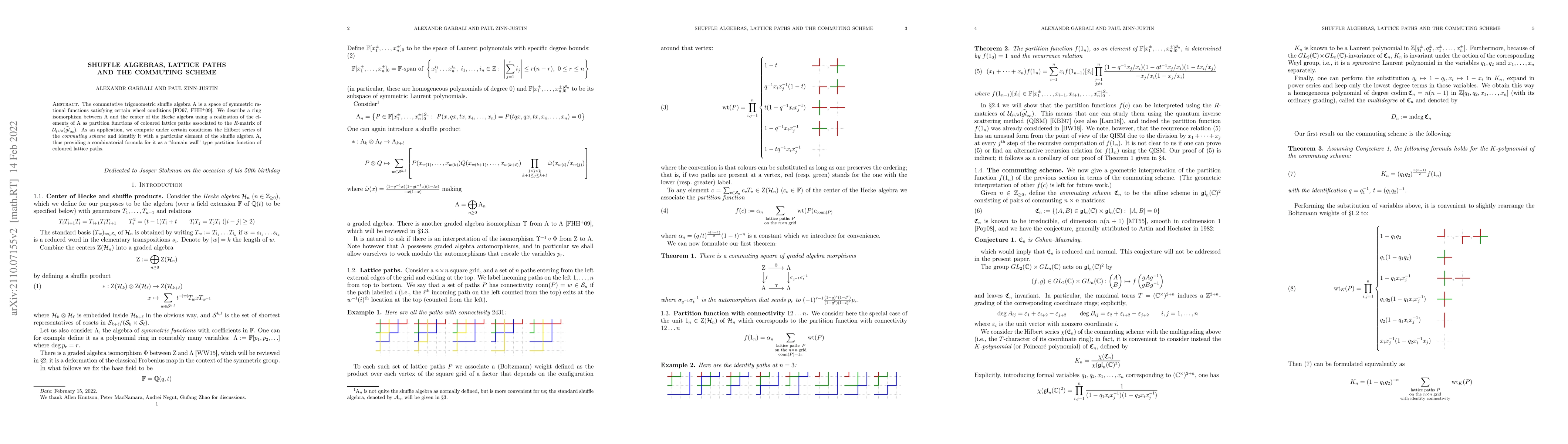 Thumbnail for Shuffle algebras, lattice paths and the commuting scheme