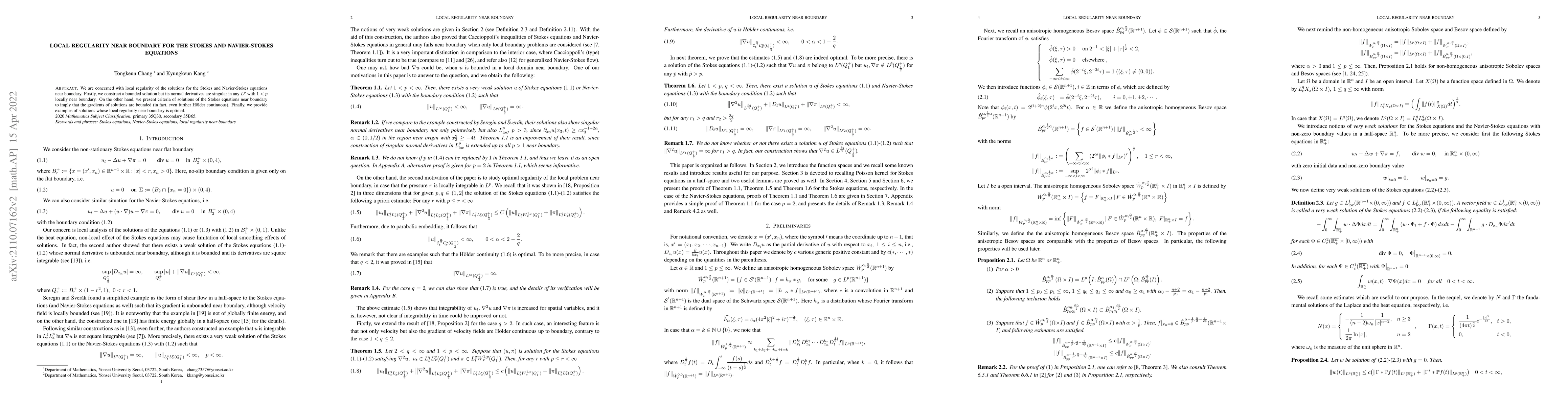 Thumbnail for Local regularity near boundary for the Stokes and Navier-Stokes
  equations
