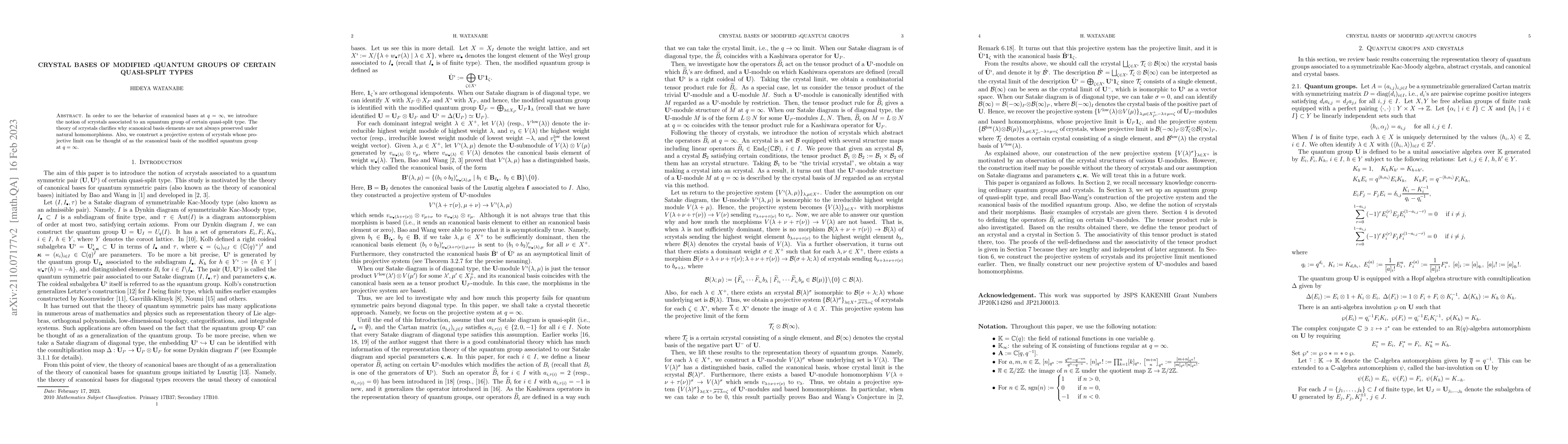 Thumbnail for Crystal bases of modified $\imath$quantum groups of certain quasi-split
  types