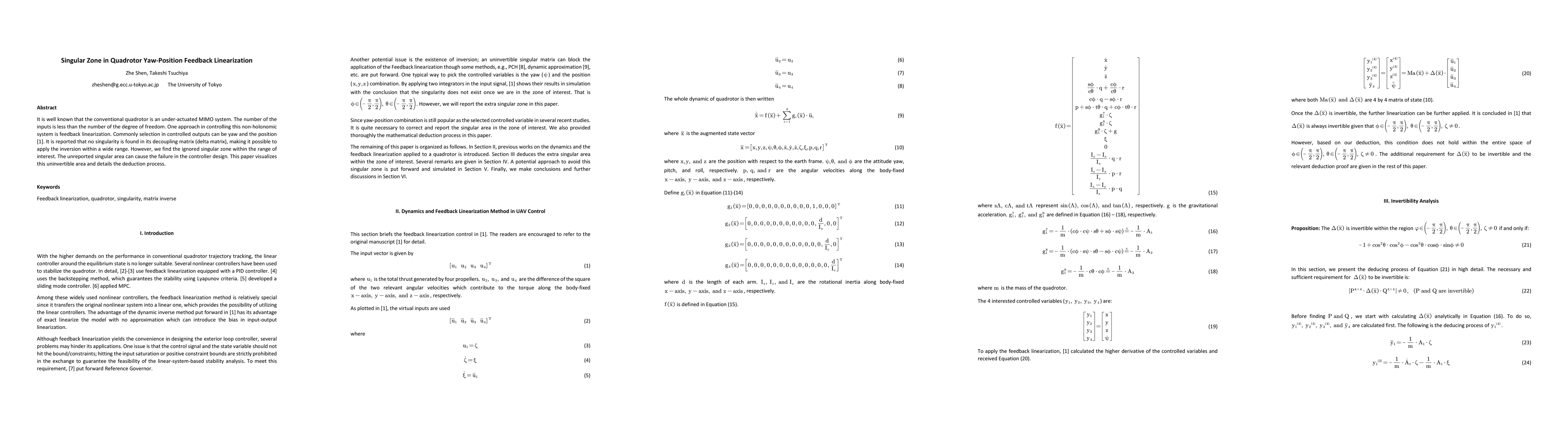 Thumbnail for Singular Zone in Quadrotor Yaw-Position Feedback Linearization