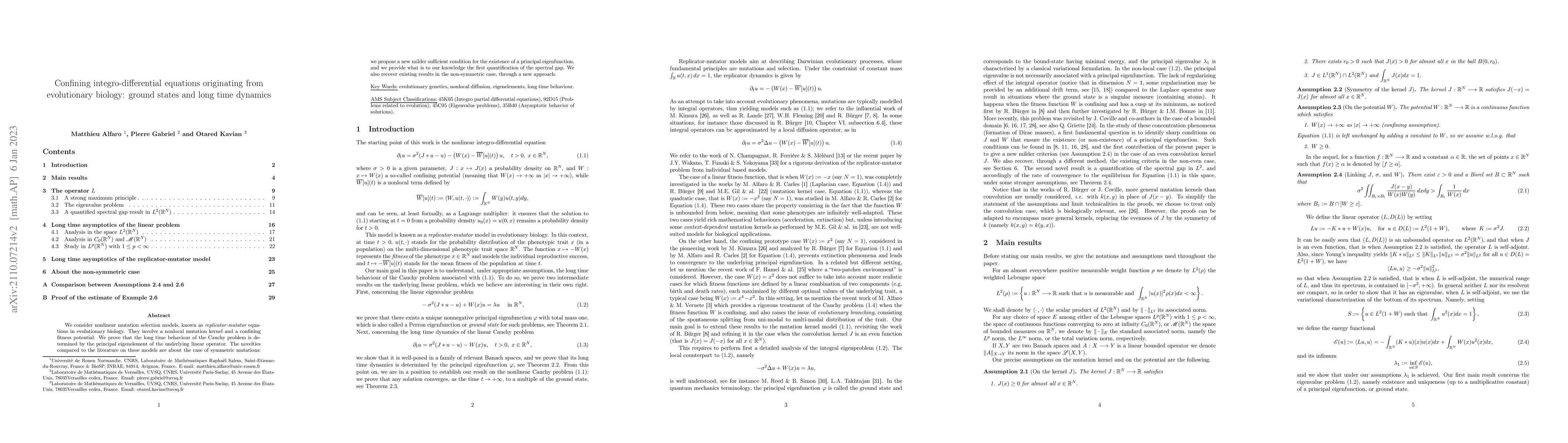 Thumbnail for Confining integro-differential equations originating from evolutionary
  biology: ground states and long time dynamics