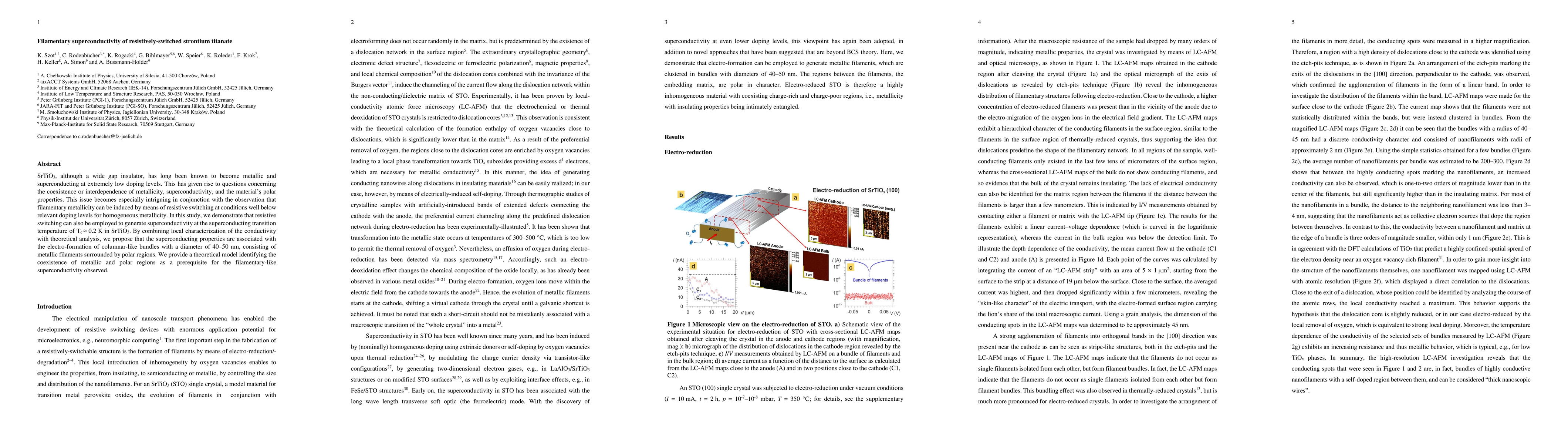 Thumbnail for Filamentary superconductivity of resistively-switched strontium titanate