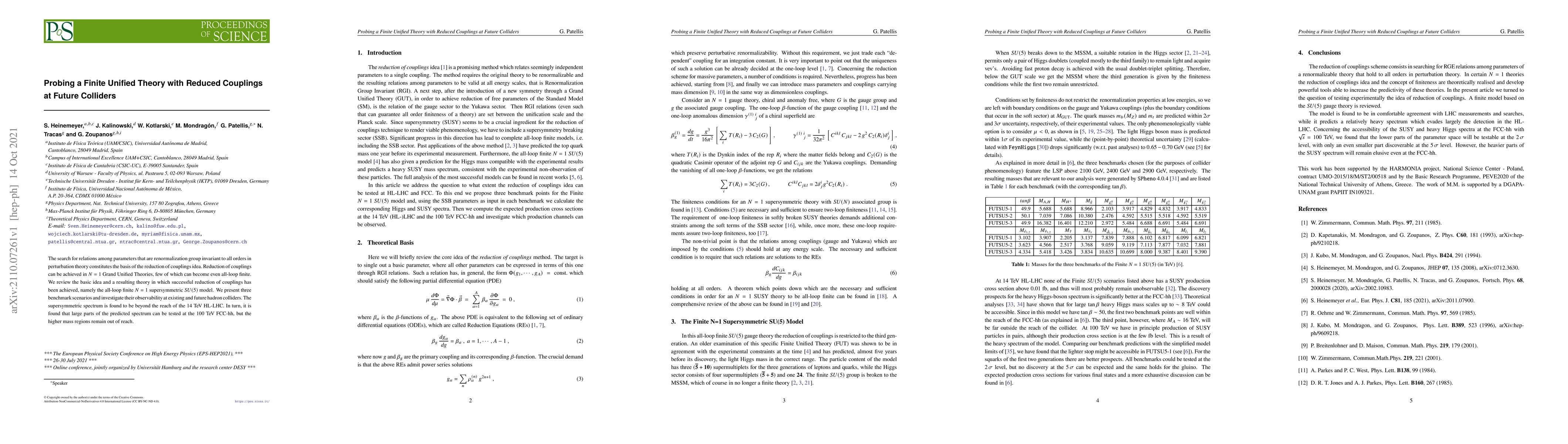 Thumbnail for Probing a Finite Unified Theory with Reduced Couplings at Future
  Colliders