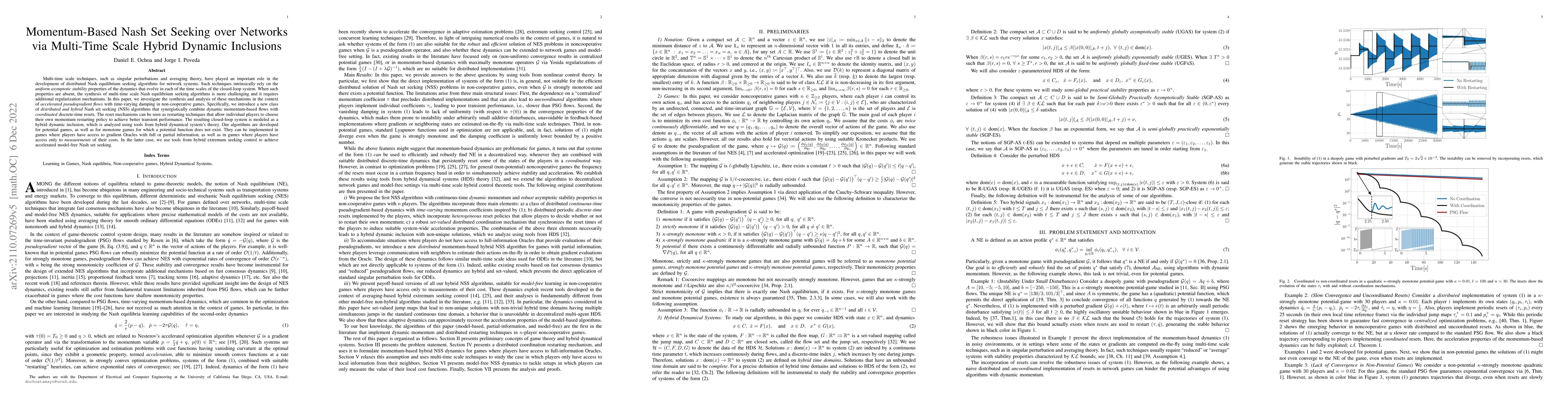 Thumbnail for Momentum-Based Nash Set Seeking over Networks via Multi-Time Scale
  Hybrid Dynamic Inclusions