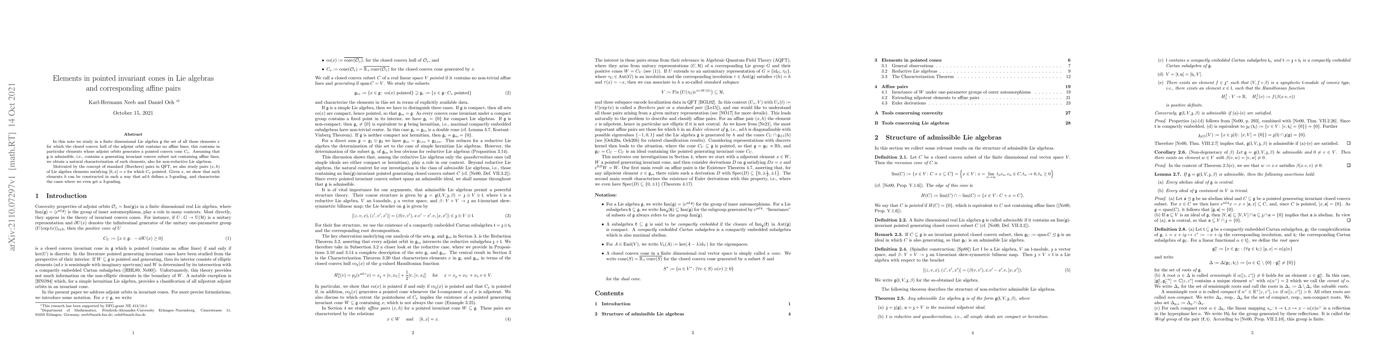 Thumbnail for Elements in pointed invariant cones in Lie algebras and corresponding
  affine pairs