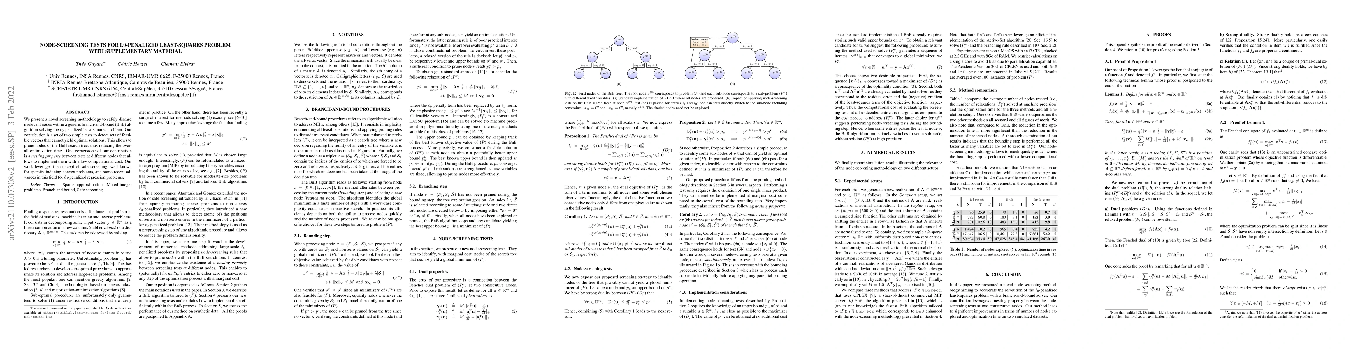 Thumbnail for Node-screening tests for L0-penalized least-squares problem with
  supplementary material