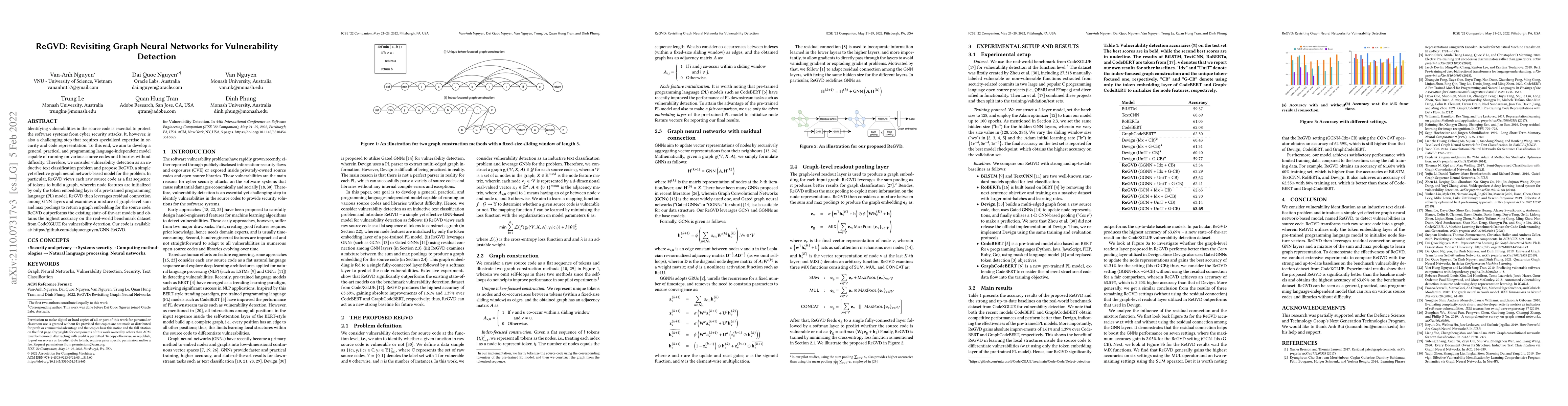 Thumbnail for ReGVD: Revisiting Graph Neural Networks for Vulnerability Detection