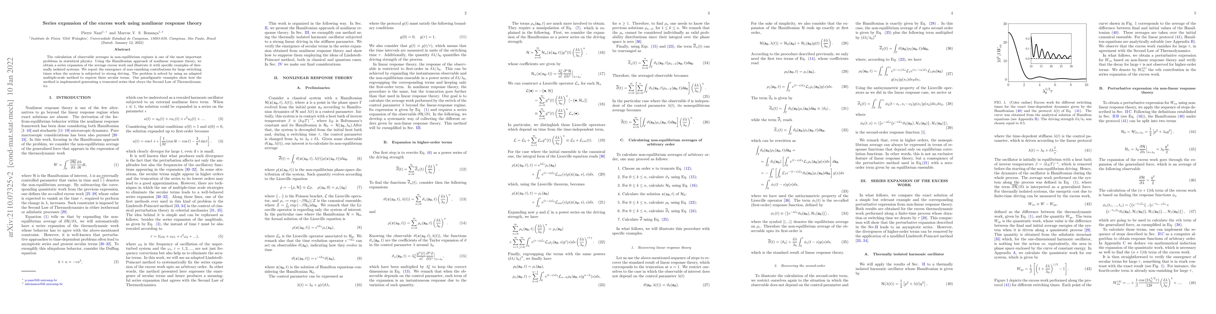 Thumbnail for Series expansion of the excess work using nonlinear response theory