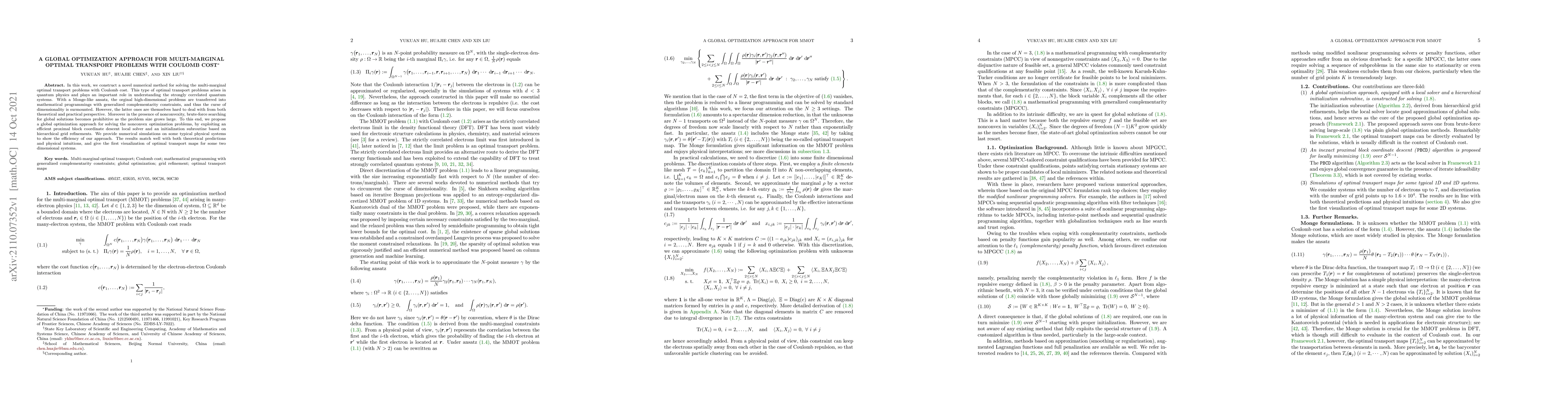 Thumbnail for A Global Optimization Approach for Multi-Marginal Optimal Transport
  Problems with Coulomb Cost