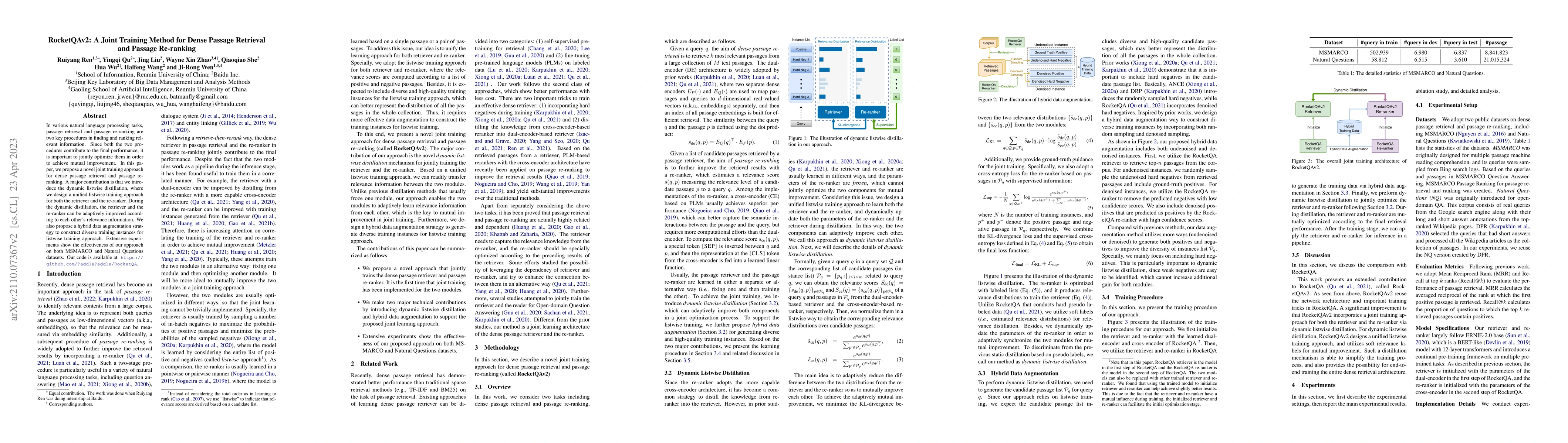 Thumbnail for RocketQAv2: A Joint Training Method for Dense Passage Retrieval and
  Passage Re-ranking