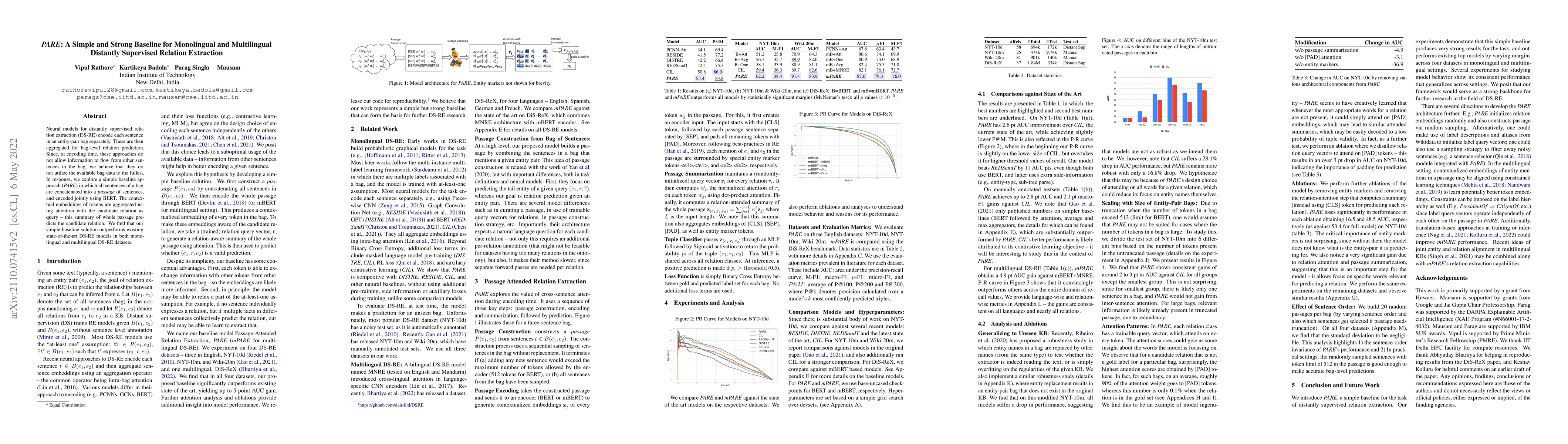 Thumbnail for PARE: A Simple and Strong Baseline for Monolingual and Multilingual
  Distantly Supervised Relation Extraction