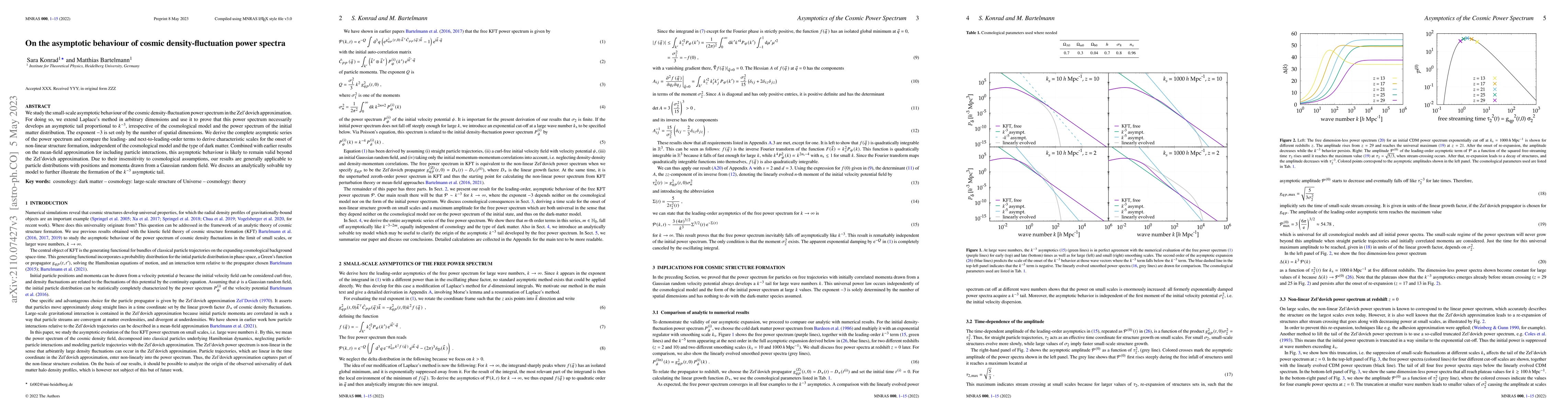 Thumbnail for On the asymptotic behaviour of cosmic density-fluctuation power spectra