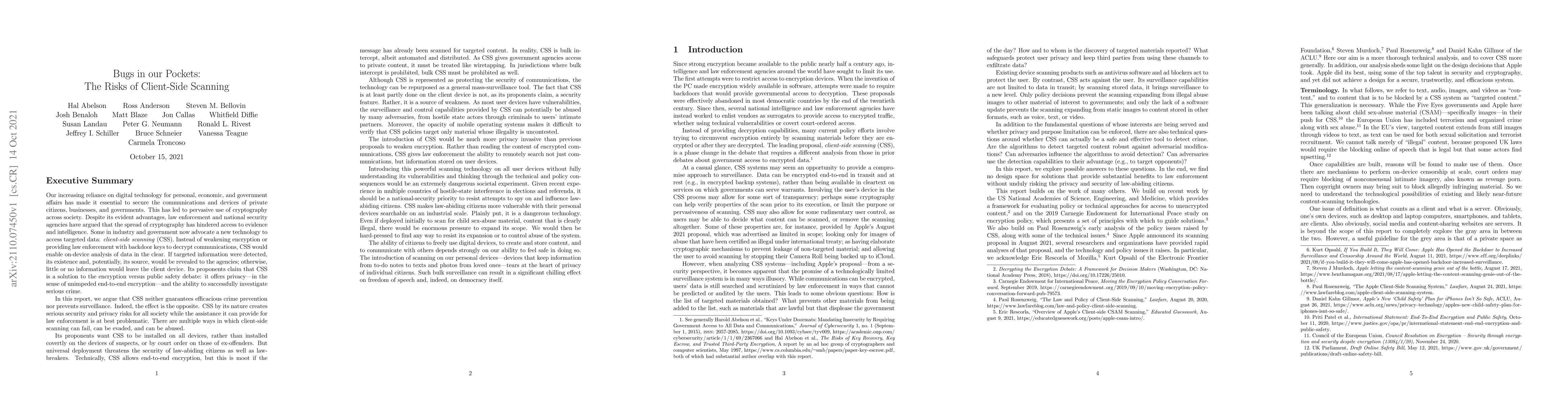 Thumbnail for Bugs in our Pockets: The Risks of Client-Side Scanning