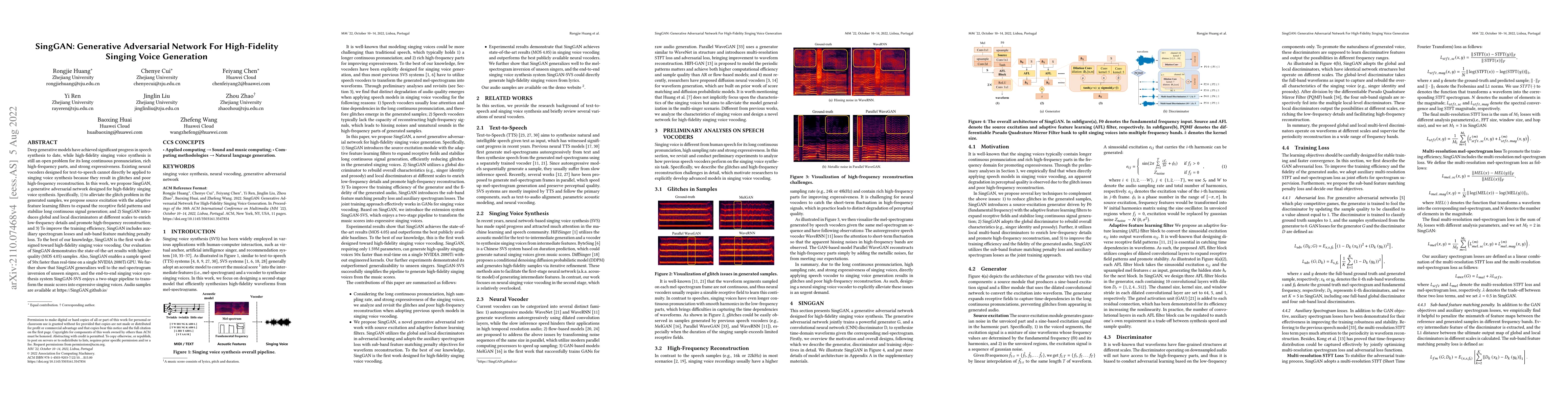 Thumbnail for SingGAN: Generative Adversarial Network For High-Fidelity Singing Voice
  Generation
