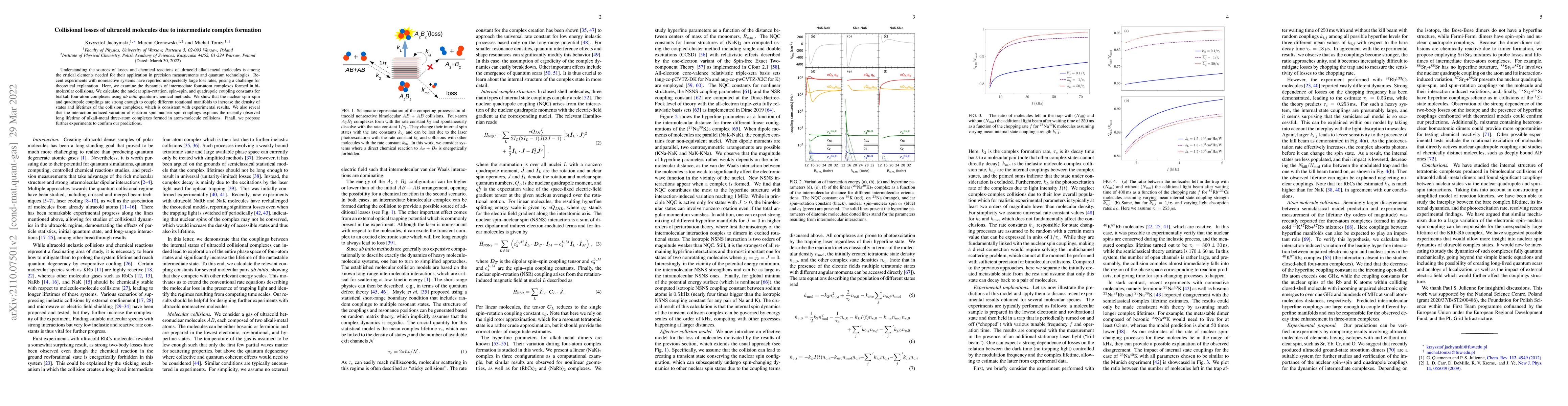 Thumbnail for Collisional losses of ultracold molecules due to intermediate complex
  formation