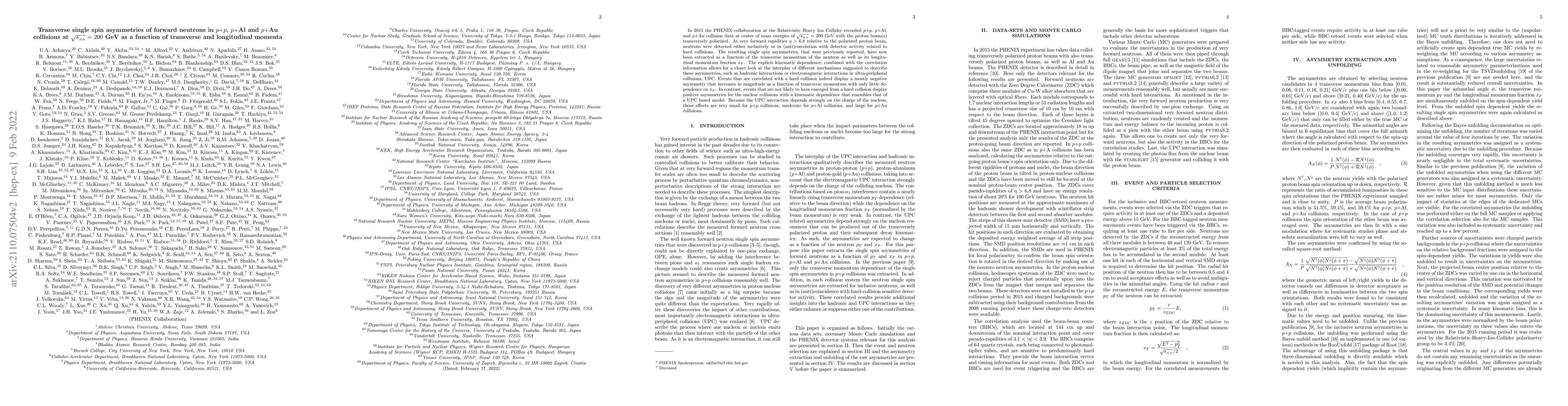 Thumbnail for Transverse single spin asymmetries of forward neutrons in $p$$+$$p$,
  $p$$+$Al, and $p$$+$Au collisions at $\sqrt{s_{_{NN}}}=200$ GeV as a function
  of transverse and longitudinal momenta