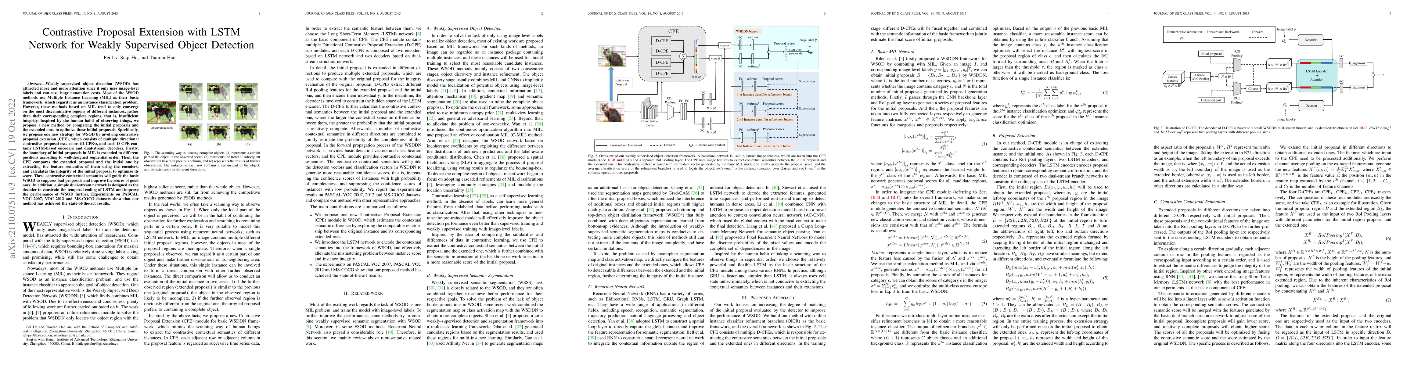 Thumbnail for Contrastive Proposal Extension with LSTM Network for Weakly Supervised
  Object Detection