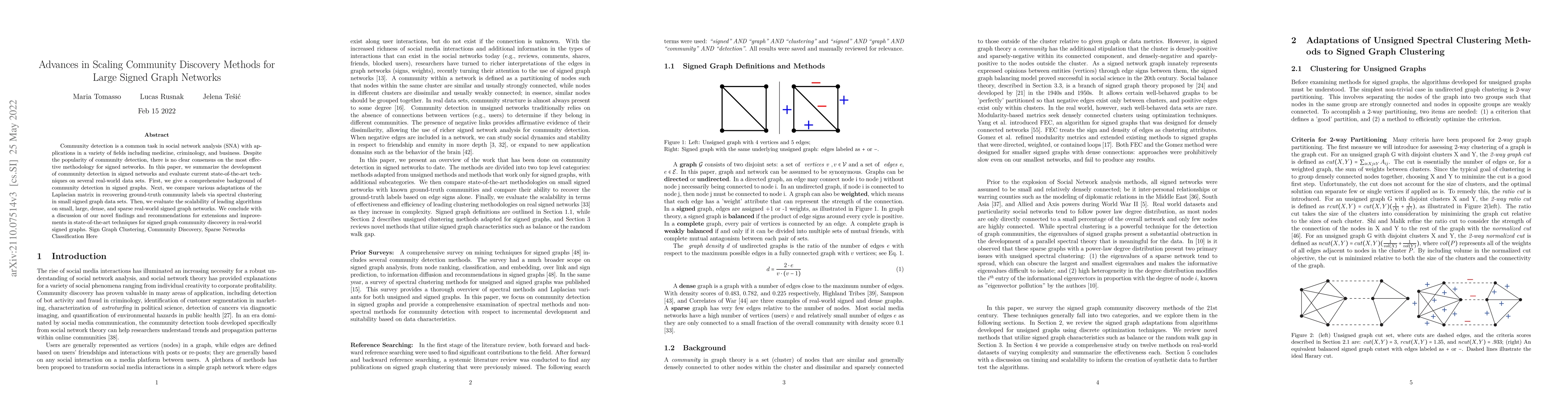 Thumbnail for Advances in Scaling Community Discovery Methods for Signed Graph
  Networks