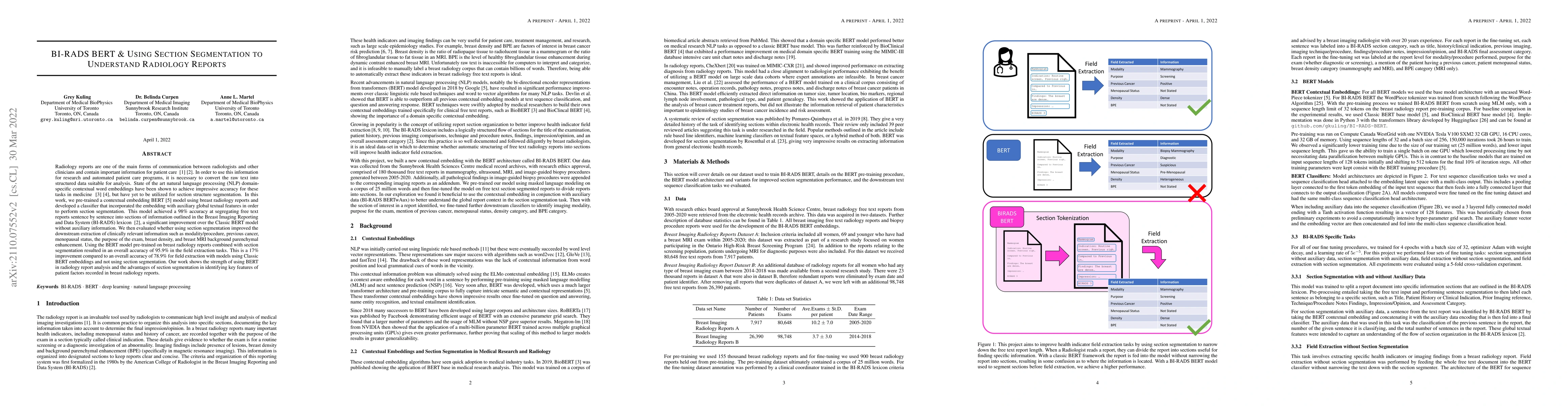 Thumbnail for BI-RADS BERT & Using Section Segmentation to Understand Radiology
  Reports