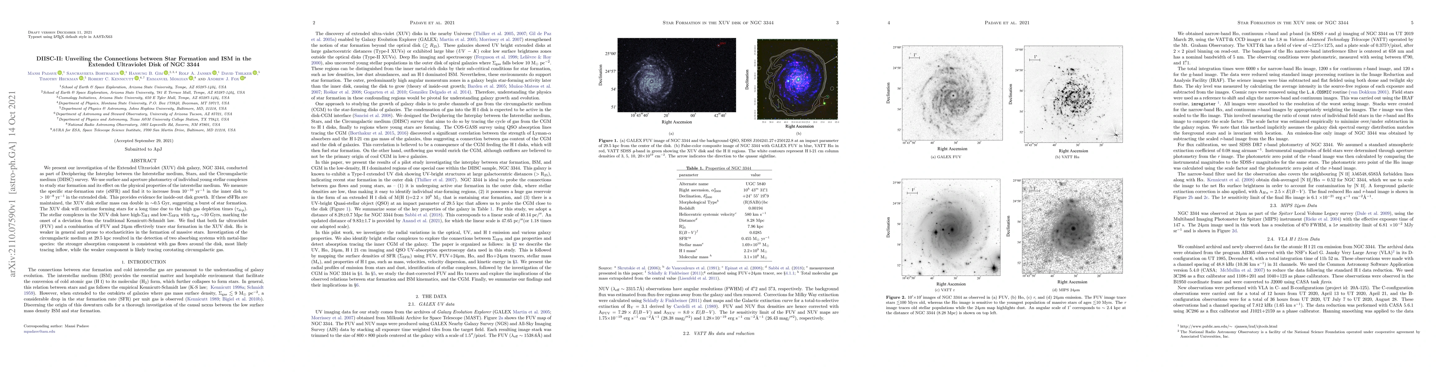 Thumbnail for DIISC-II: Unveiling the Connections between Star Formation and ISM in
  the Extended Ultraviolet Disk of NGC 3344