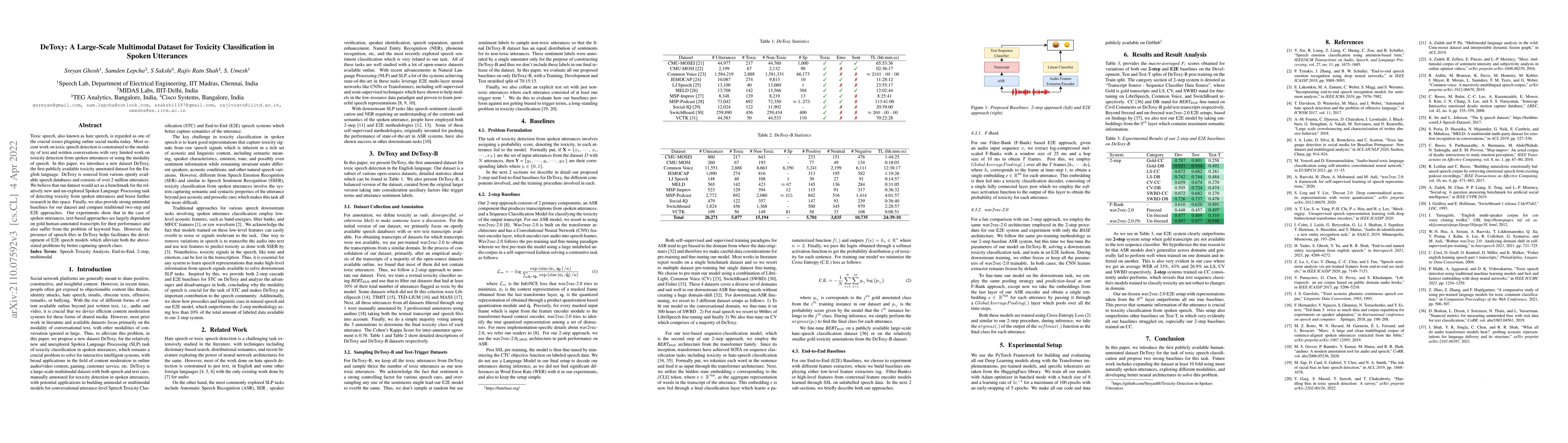 Thumbnail for DeToxy: A Large-Scale Multimodal Dataset for Toxicity Classification in
  Spoken Utterances