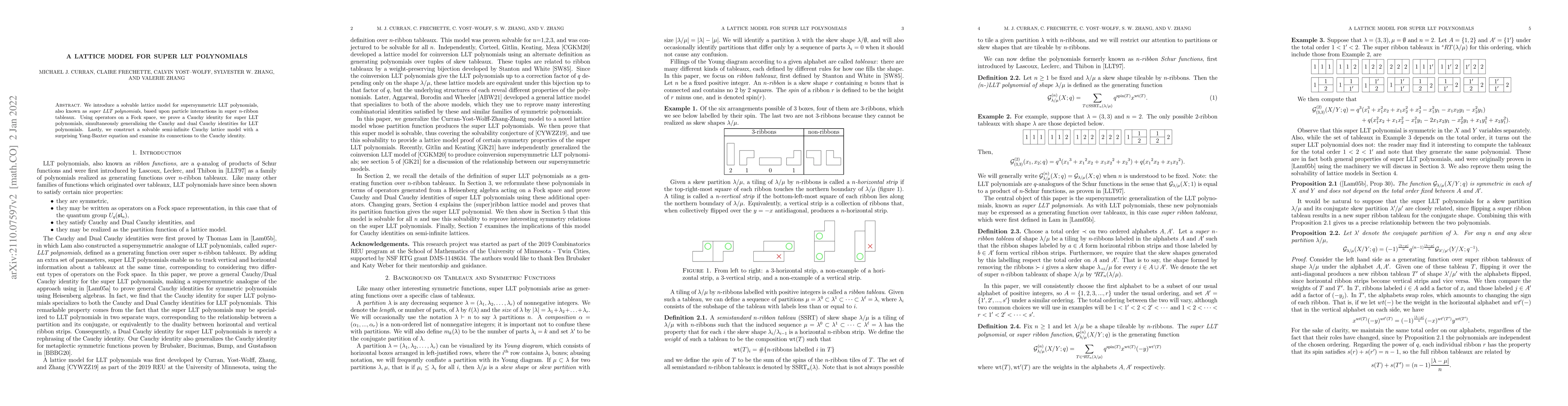 Thumbnail for A Lattice Model for Super LLT Polynomials