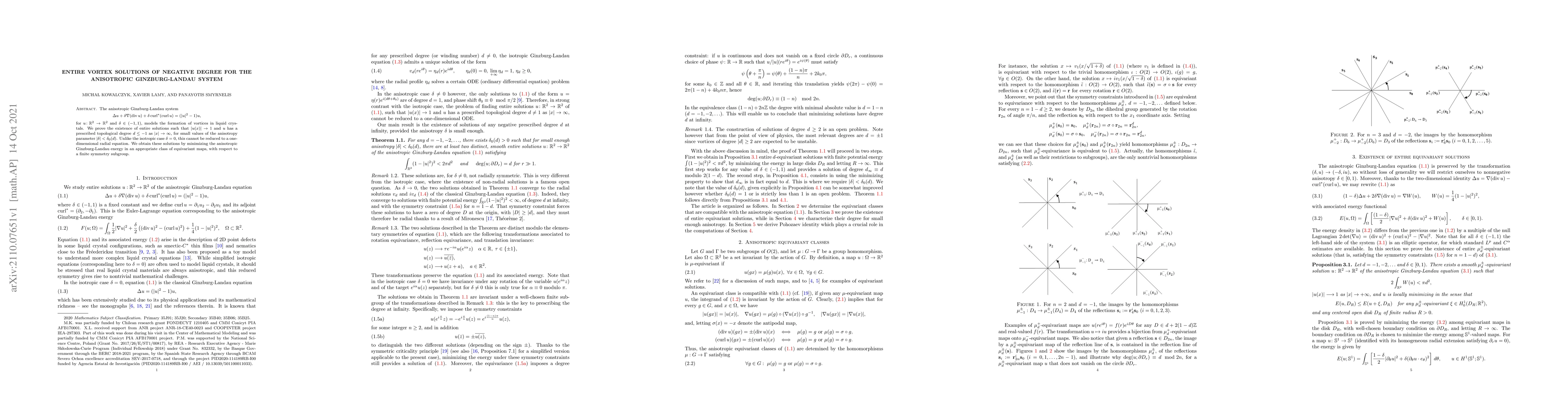 Thumbnail for Entire vortex solutions of negative degree for the anisotropic
  Ginzburg-Landau system