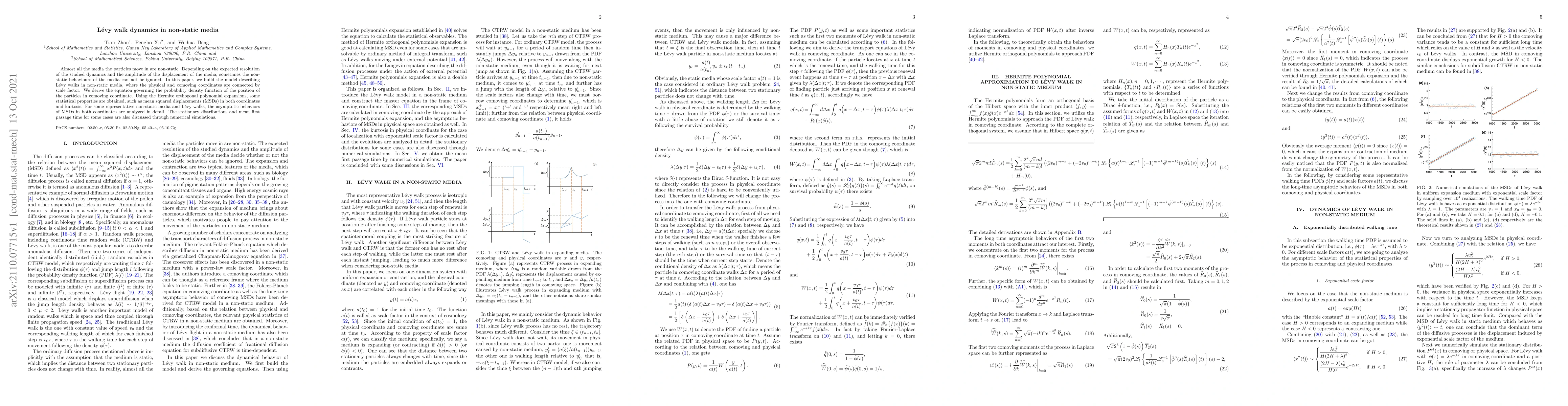 Thumbnail for L\'{e}vy walk dynamics in non-static media