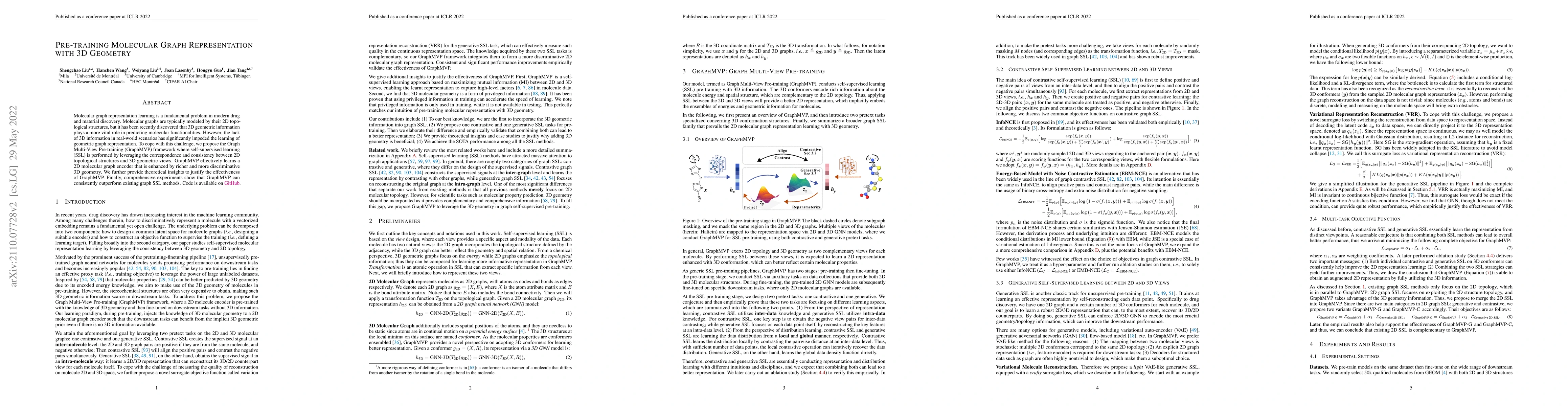 Thumbnail for Pre-training Molecular Graph Representation with 3D Geometry