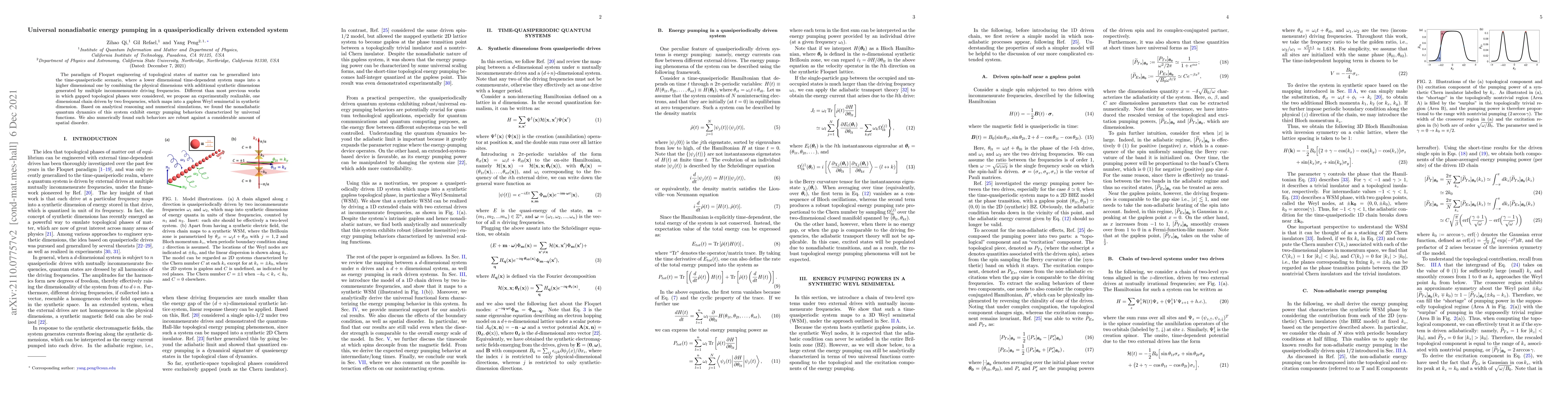Thumbnail for Universal nonadiabatic energy pumping in a quasiperiodically driven
  extended system