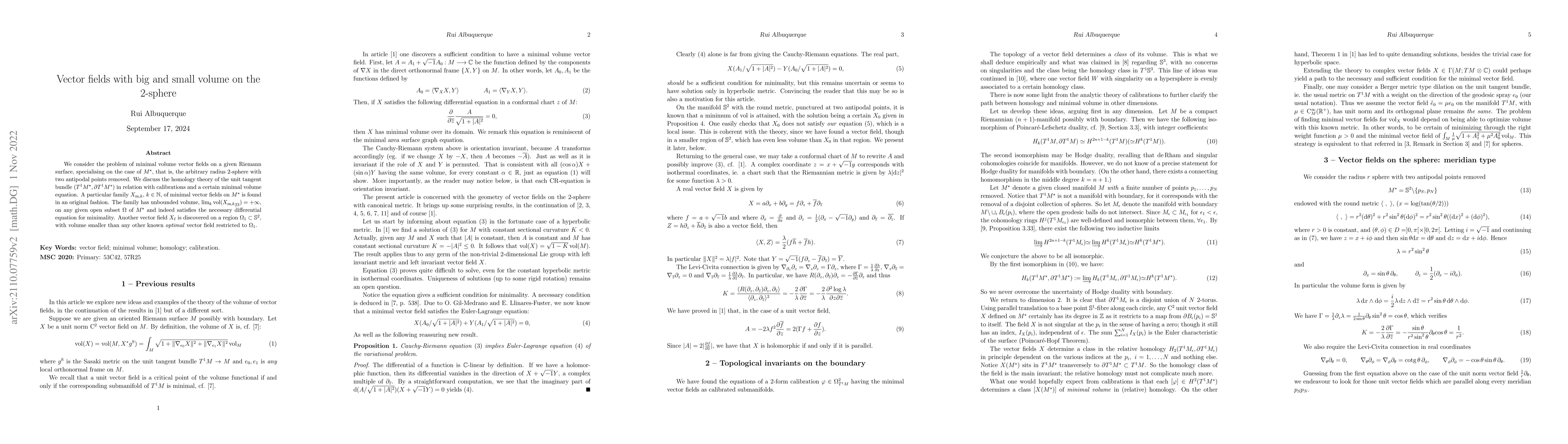 Thumbnail for Vector fields with big and small volume on the 2-sphere