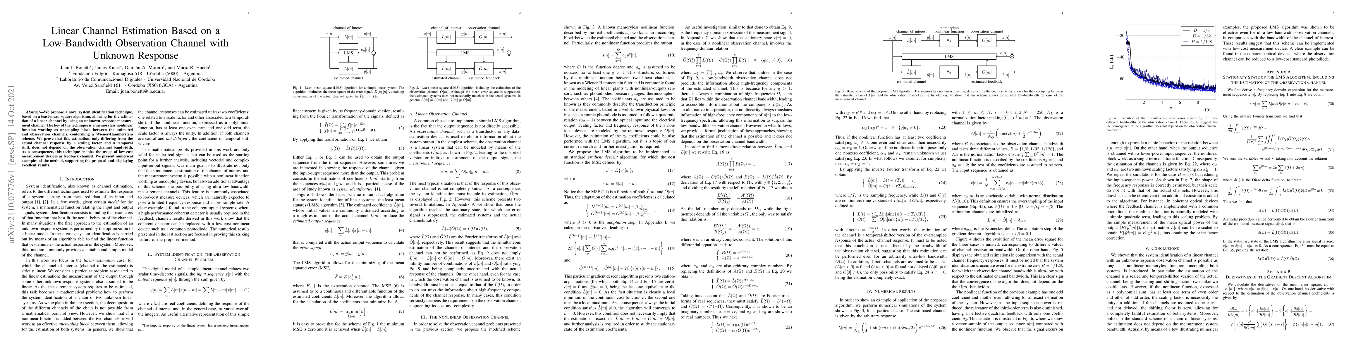 Thumbnail for Linear Channel Estimation Based on a Low-Bandwidth Observation Channel
  with Unknown Response