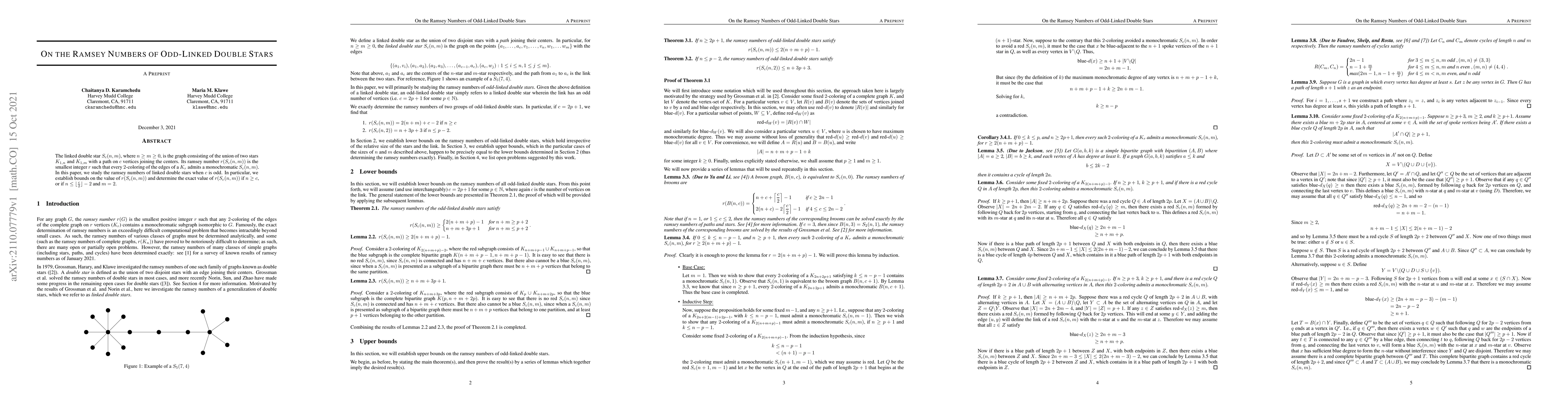 Thumbnail for On the Ramsey Numbers of Odd-Linked Double Stars