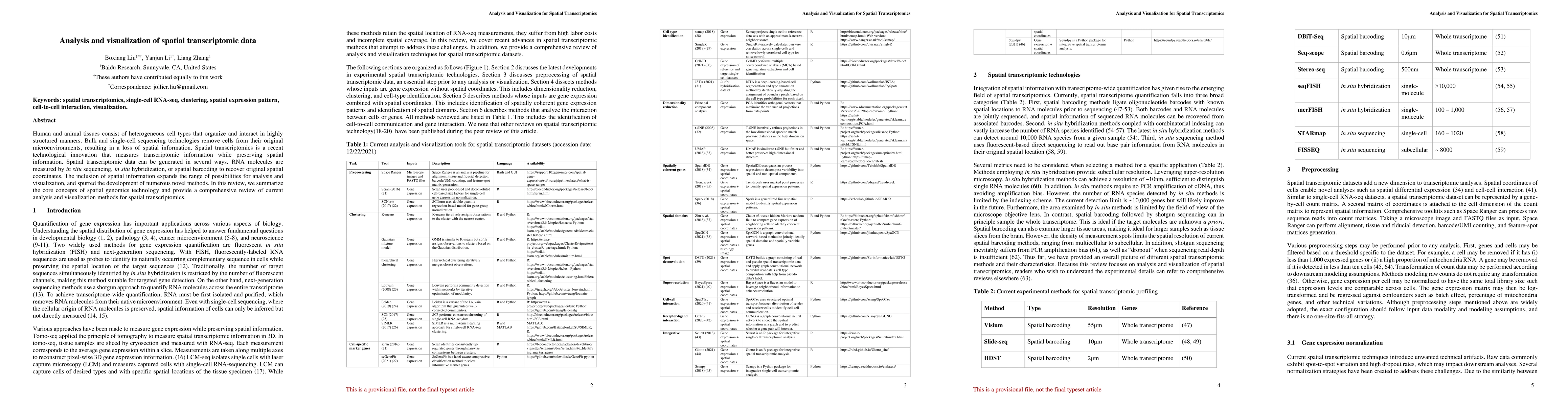 Thumbnail for Analysis and visualization of spatial transcriptomic data