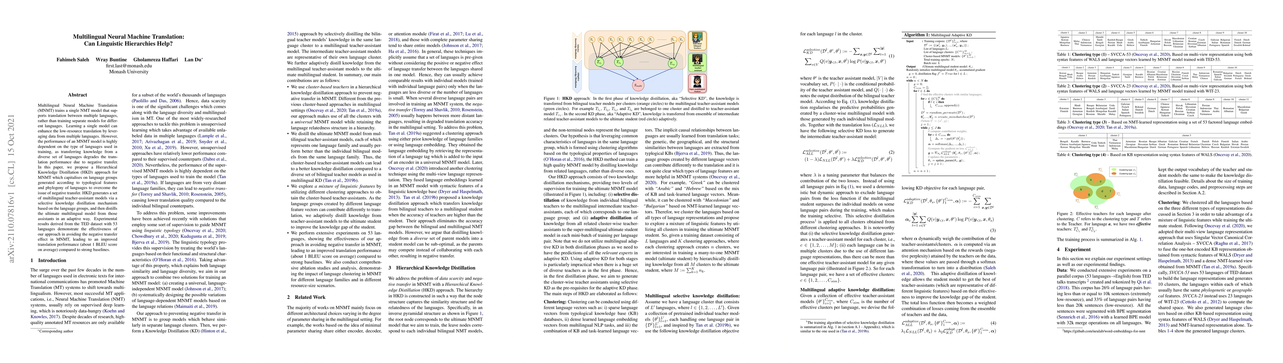 Thumbnail for Multilingual Neural Machine Translation:Can Linguistic Hierarchies Help?