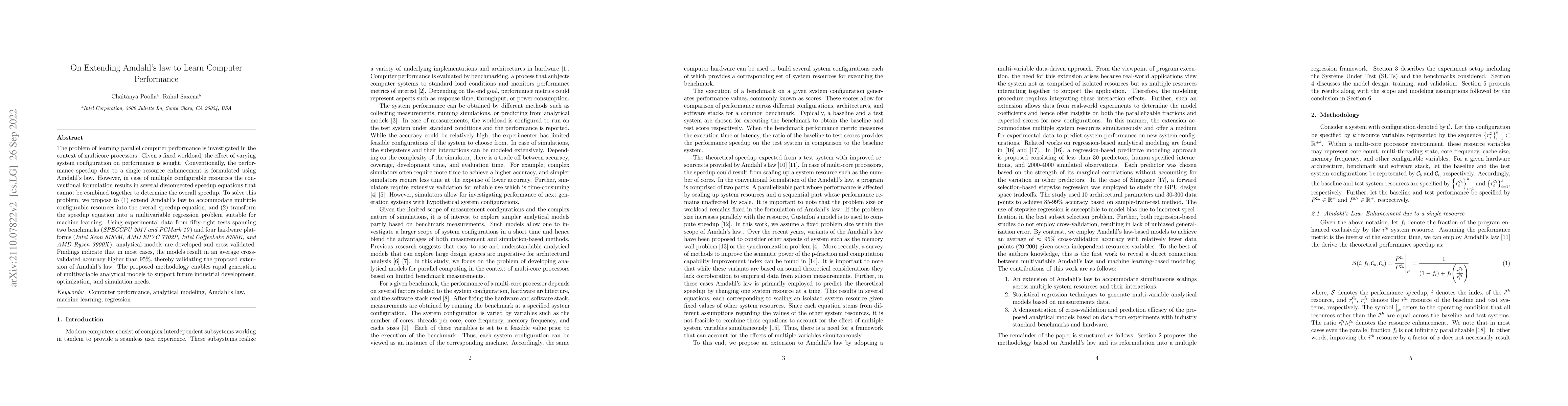 Thumbnail for On Extending Amdahl's law to Learn Computer Performance