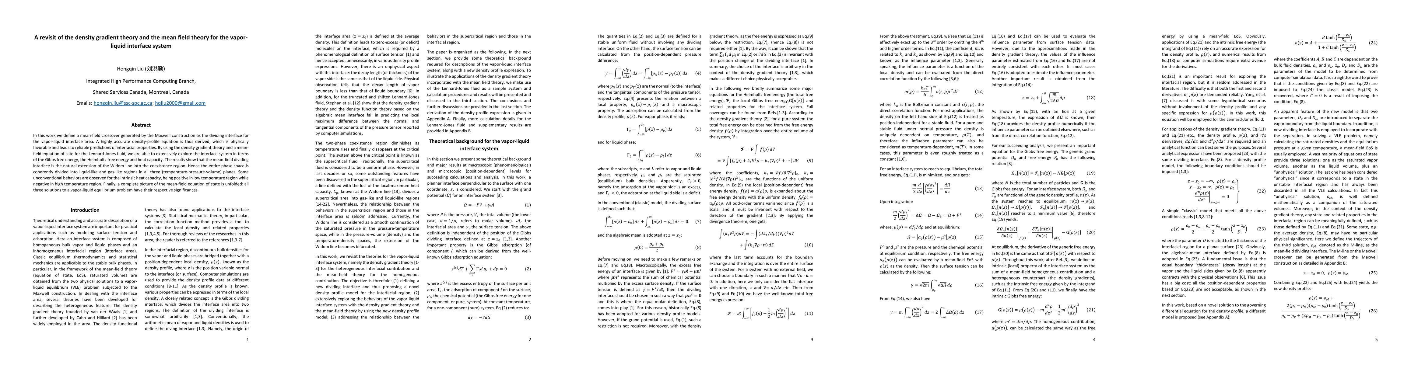 Thumbnail for A revisit of the density gradient theory and the mean field theory for
  the vapor-liquid interface system