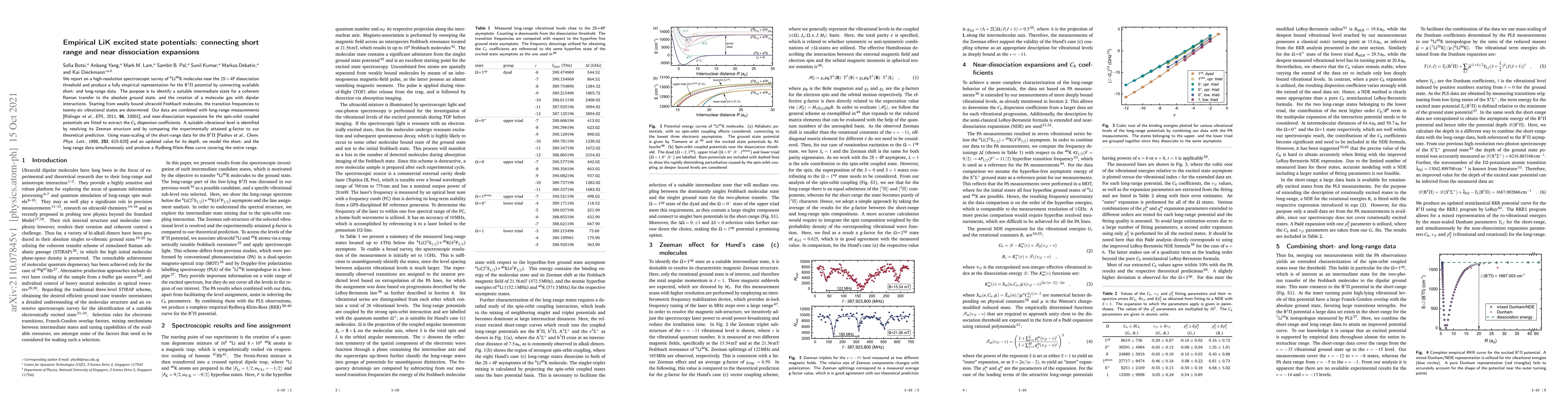 Thumbnail for Empirical LiK excited state potentials: connecting short range and near
  dissociation expansions